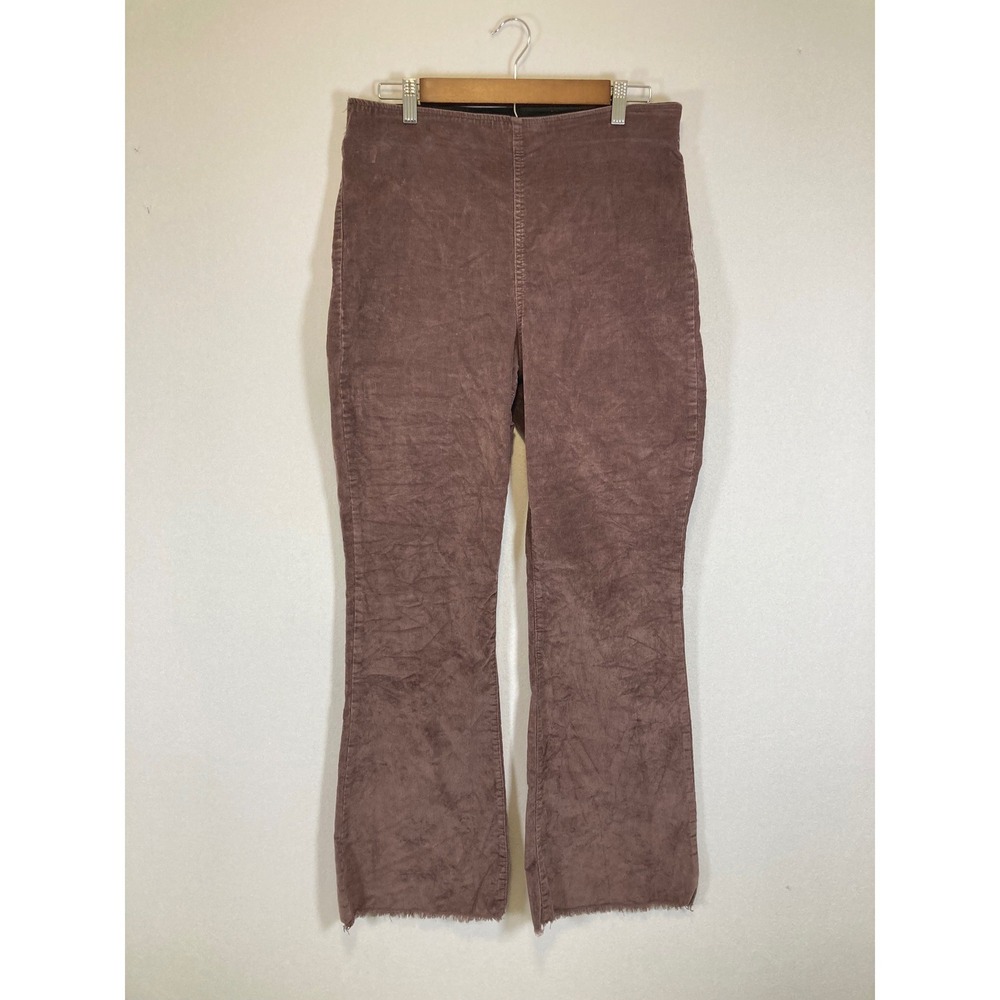 Boho Retro Knox Rose Women Size 12 Mauve Corduroy High Rise Flare Raw Hem Pants